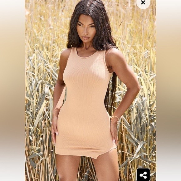 PrettyLittleThing Dresses & Skirts - Pretty little thing Camel Structured Snatched Rib Sleeveless Bodycon Dress XL﻿﻿﻿